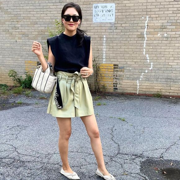 ZARA Belted Faux Leather Shorts NWT - Picture 7 of 12